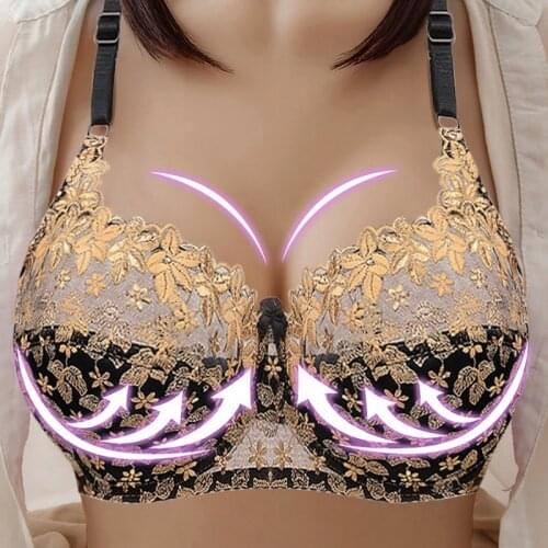 Ultra Thin Lace Embroidery Bras Bralette Plus Size Push Up Sexy Women Transparent Brassiere Wire Free Underwear CDE Cup Bra