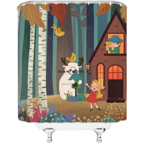 Comic Girl Shower Curtain Waterproof Anime Child Shower Curtains Bathroom Curtain Fabric Bathroom Curtains For Bathroom