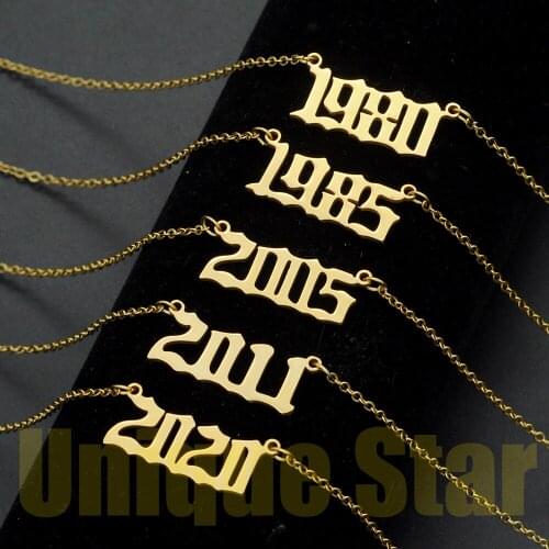 Vni and Mia100% Stainless Steel Anniversary Necklace for Girl 1980-2020 Birth Year Jewelry Gift Fashion Necklaces Dropshipping