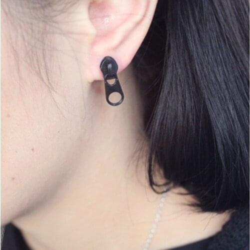 Funny Minimalist Personality Zipper Head Stud Earrings Female Fashion Creative Ear Jewelry Dance Prom Party Unique Accessories