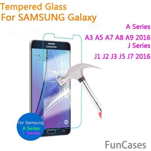 Tempered Glass For Samsung Galaxy A8 2018 A3 A5 A7 2017 J1 J2 J3 J5 J7 2016 A9 A310 A510 J510 Screen Protector Protective Film