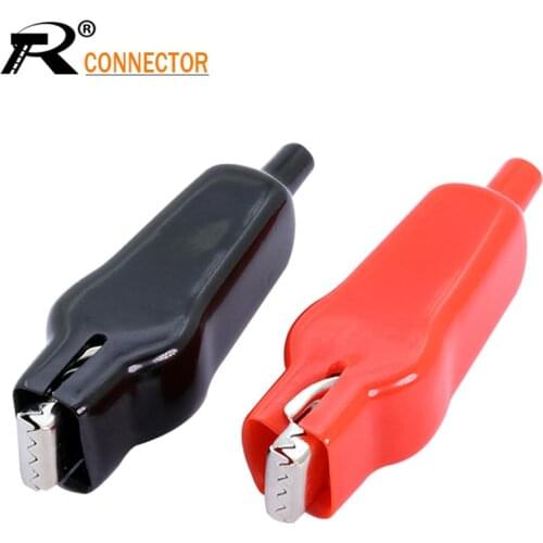 2 PCS Sheathed Alligator Clips Electrical DIY Test Leads Alligator Double-Ended Crocodile Clips Roach Electrical Jumper Wire