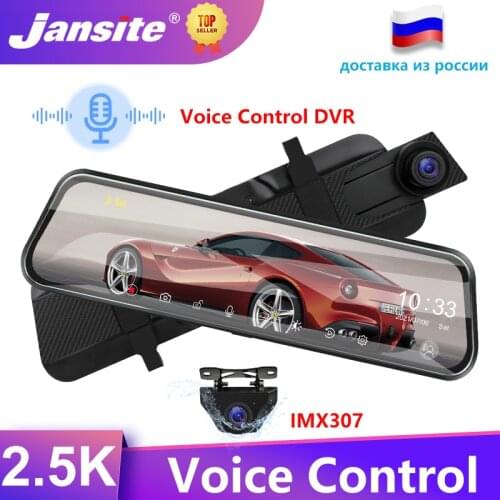 Jansite 10" Voice Control 2.5K+1080P Dash Cam DVR Touch Screen Front and Rear Camera Auto Video Super Night Vision View Mirror