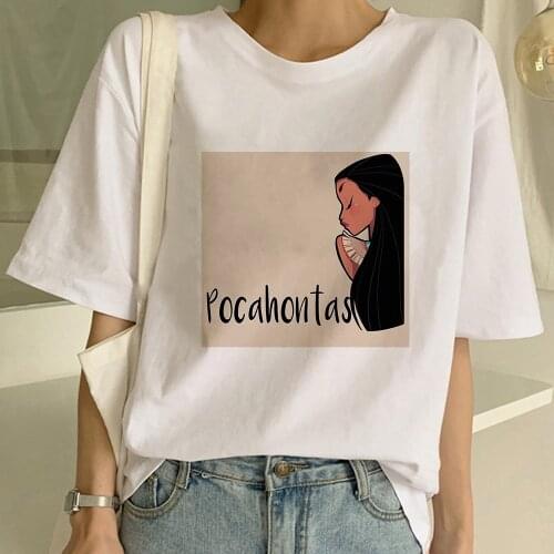 Pocahontas Disney Tshirts Womens Aesthetic Printed France Fashion Femme Vetement Streetwear Harajuku T Shirt Ladies Drop ship