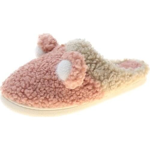 Womens Autumn And Winter Cute Plush Slippers Soft And Warm Home Indoor Womens Shoes