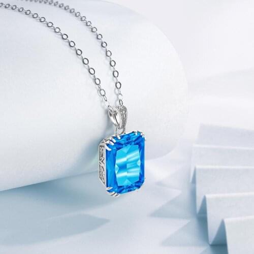 Silver Pendant Real 925 Sterling Silver For Women Fine Jewelry Blue Topaz Pendants Statement Simple Fashion Creative Gifts New