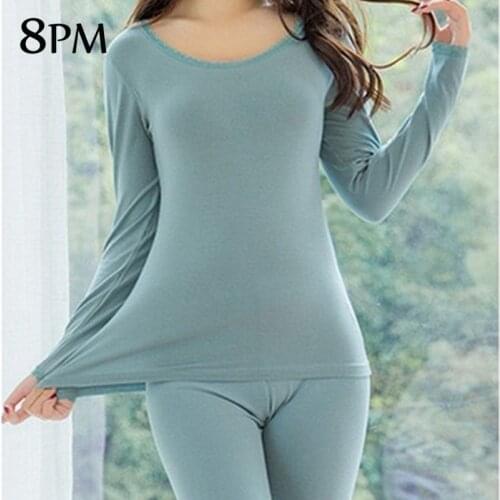2021 New Winter Thermal Underwear Suit Thermal Long Johns Autumn Long Johns Solid Warm Women Thermal Pajamas ouc1100