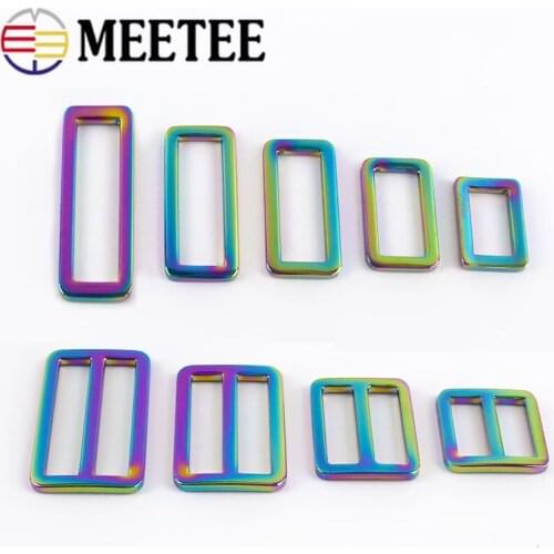 10/20pcs 19/25/32/38/50mm Colored Metal Square Tri-Glide Adjust Buckle for Strap Webbing Slider Buckles DIY Belt Clasp Accessory