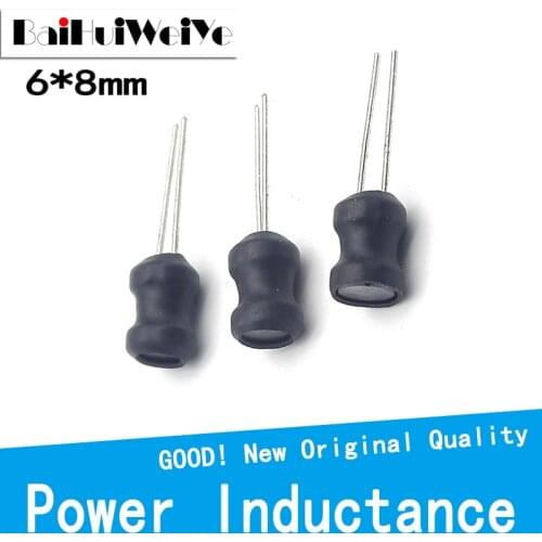 10Pcs/Lot 10Pcs DIP 0608 Power Inductor 6*8mm 2.2UH 4.7UH 10uH 22uH 100uH 220uH 330uH 470uH 4.7MH 10MH Inductance 6X8mm 2 PINS
