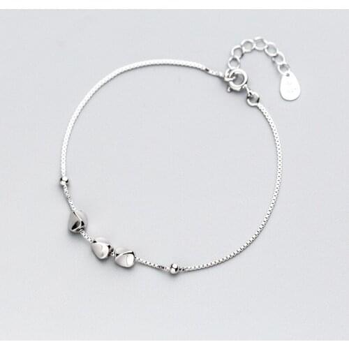 100% real. 925 Sterling silver Jewelry lucky Bean &round beads Chain Bracelet S776