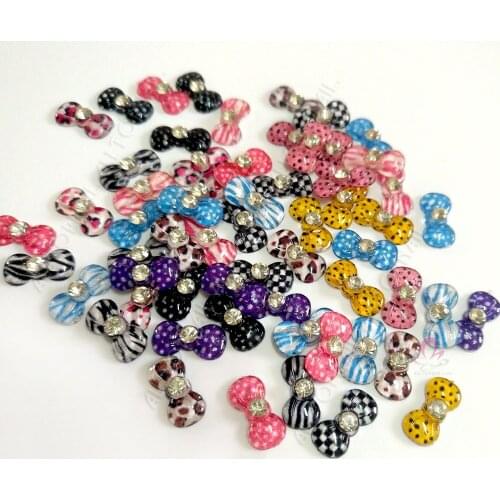 120pcs Mixed 3D Bowknot Resin Nail Art with Rhinestones DIY Nail Art Decoration 12 style