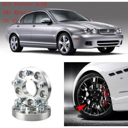 2pcs 1" Wheel Spacers Adapters 5 Lug 5x4.3"/5x108-12x1.5 Studs For Jaguar X-Type