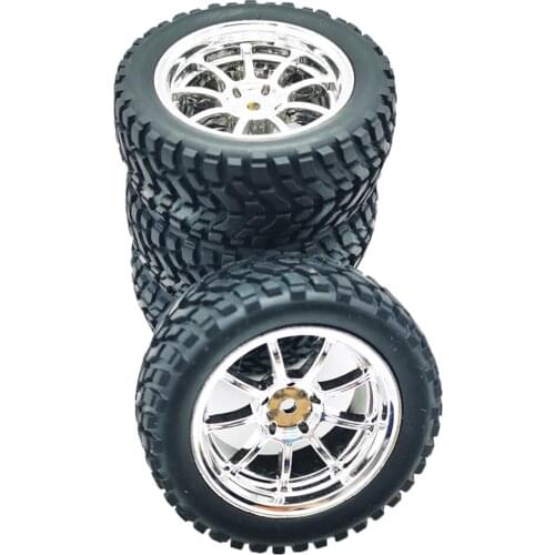 4pcs Metal Wheel Rim Car Tires with 12MM Hexagon Connector for 1/16 WPL B14 B24 C14 MN D90 91 96 RC Car Accessories