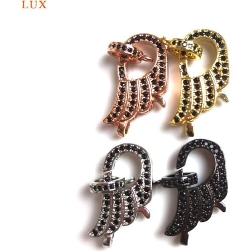 5pcs CZ Micro Pave Angel Wing Lobster Clasp With Jumping Ring Clasp Cubic Zirconia Clasp Angel Wing Charm Angel Wing Jewelry Y