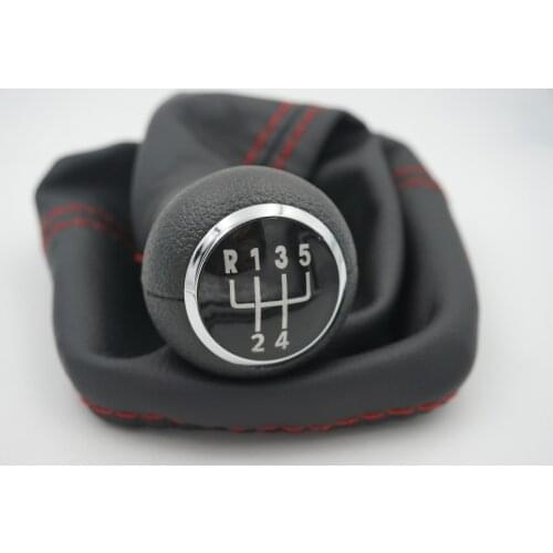 5 Speed Gear Shift Knob with COVER GAITOR BOOT black Base Surround With Red Line For VW Golf 3 MK3 92-98/T4 91-04/Vento 92-98