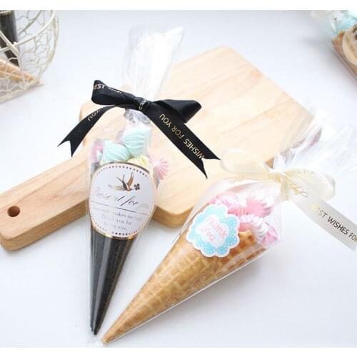 Clear Triangle Child Candy Bag Baked Bread Cone Chocolate Popcorn Christmas Packaging Gift Bag With Tie Rope Party Supplies