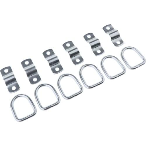 6 Pack Steel D-Ring Tie Downs Case Truck Cargo Trailer RV Boat Anchor D Ring