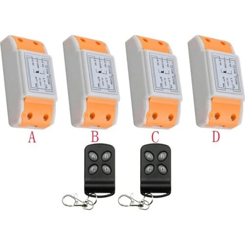 AC220V 1CH Wireless Remote Control System2 transmitter & 4 receiver universal gate remote control /radio receiver lamp/ window