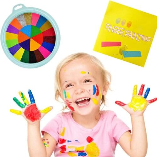 Big Disc 24 Colors Ink Pad Stamp DIY Finger Painting Craft Cardmaking Large Round For Kid Education Drawing Toys Interactive Toy