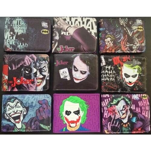 New Designers Joker Wallets Anime Cartoon Joke Printed Purse Card Holder Money Bags Gift for Boy Girl Dollar Price Short Wallet