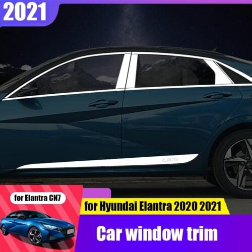 For Hyundai Elantra CN7 2020 2021 car window center column stainless steel mirror black trim decoration Avante