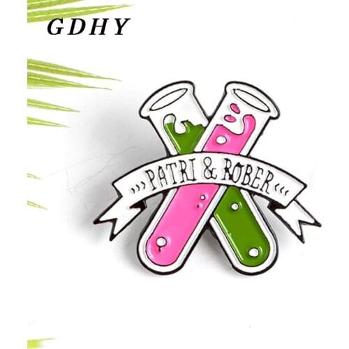GDHY PATRI & ROBER Test tube baby technology Enamel Pins Chemistry Brooches Lapel Pin Chemical Reagent Badge Scientist Jewelry