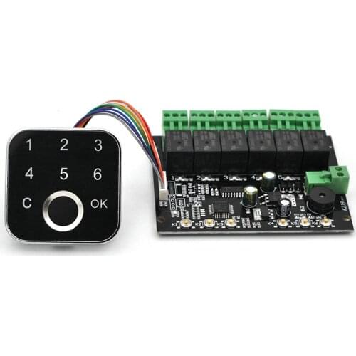 HFES K219-B+G16 DC12V Admin/User Password Fingerprint Control Board With 6 Relays For Door Access Control System