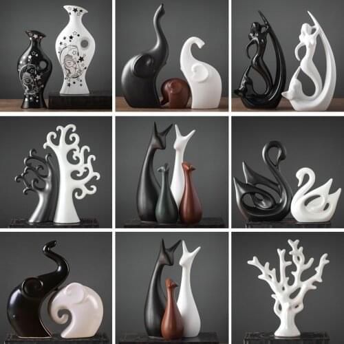 Nordic Decorations For Home Ceramic Deer Crafts Ornaments Living Room Decoration Shopwindow TV Cabinet Office Desk Accessories