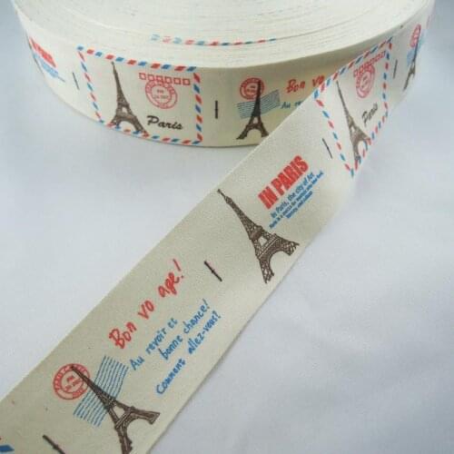 1-1/2" 40mm Paris Eiffel Tower Printed Ribbon Ruban DIY Handmade Webbing Tapes Cloth Sewing Accessories Cotton Ribbon 10YDS XM25