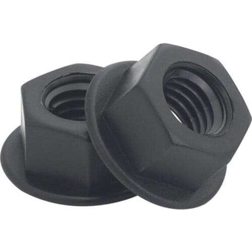 M5 M6 M8 nylon hex flange nuts full hexagon socket thread pitch black rubber female screw smooth suface fasteners Qty 30