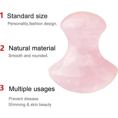 Natural Rose Quartz Mushroom Facial Back Foot Acupuncture Massage Scraper SPA Therapy Jade Board Face Massager Gua Sha Tool