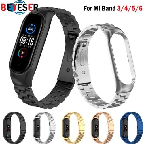 Metal Strap for Xiaomi Mi Band 5 6 3 4 Stainless Bracelet on Mi Band 4 Correa Miband Xiomi Bend Xaomi Wristband Accessories NFC