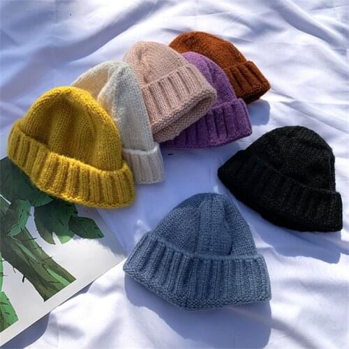 Fashion Solid Color Knitted Beanies Hat Winter Warm Ski Hats Men Women Multicolor Skullies Caps Soft Elastic Cap Sport Bonnet