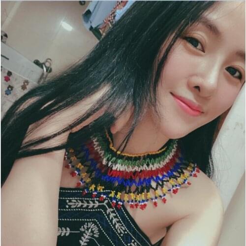 2020 Fashion New Colorful Bohemian Resin Bead Tassels Fashion Choker Necklace Pendant Women Necklace Jewelry Gift