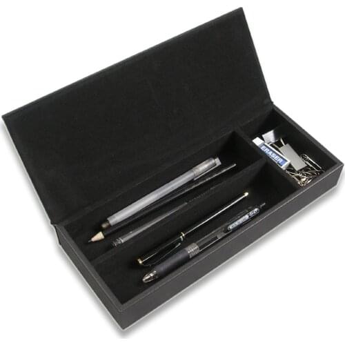 Fashion Pencil Box PU Leather Cover Office Supplies Stationery Organizer Pen Holder Desk Accessories Storage Holder Case