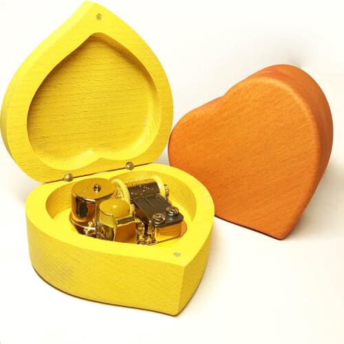 Handmade wind up heart music box, wooden custom engraved music box, personalized gift free shipping