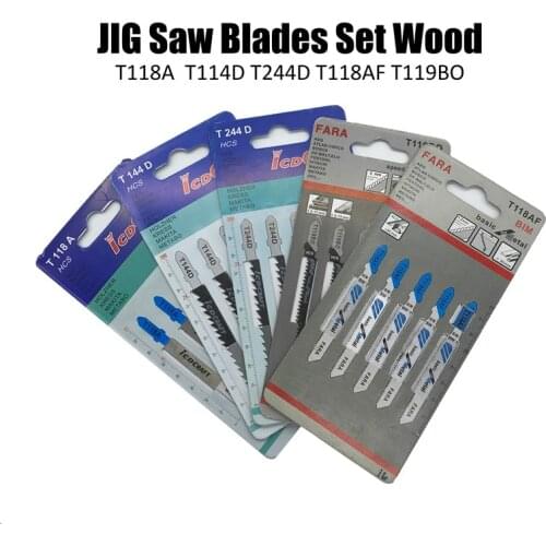 5Pcs/set T118A T144D T244D T118AF T119BO Jig Saw Blades Set Wood Fast Cutting Reciprocating Saw Blade
