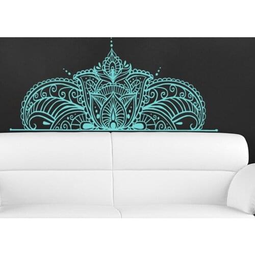 Lotus Mandala Flower Wall Sticker Ethnic Indian Buddhism Yoga Club Boho Style Home Door Bedside Decoration Vinyl Decal Gift 13