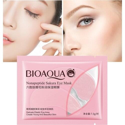 Nonapeptide Sakura Eye Mask Deep Moisturizing Anti Aging Fade Fine Lines Crystal Eye Patch Remove Dark Circles Brighten Skin