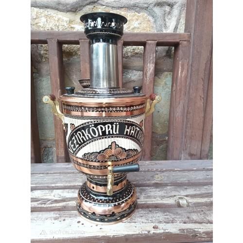 Genuine Handmade Vezirköprü Samovar-Steel-Wood Coal Urn