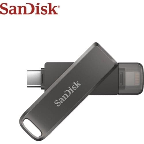 Original SanDisk iXpand Flash Drive Luxe 64GB 128GB 256GB OTG USB Type C Lightning Memory Stick Storage Disk Metal Pen Drive