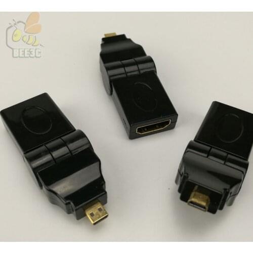 TYPE D Micro HDMI Male To HDMI Female 180 Degree Rotating 90 Right Angle Adapter Convertor Cable for ASUS Tablet 500 PCS