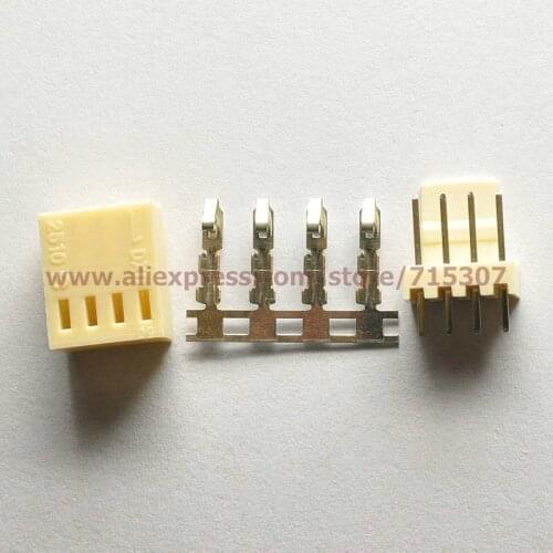 PHISCALE 100sets connector kits 2.54mm KF2510 4Pins including plug+ vertical pin socket+ terminal