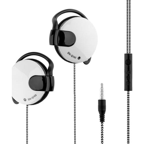 Wired Gaming Headset 3.5mm Sports Earphones Ear-hook Music Headphones w/ Mic In-line Control for Smartphones Laptop Desktop PC