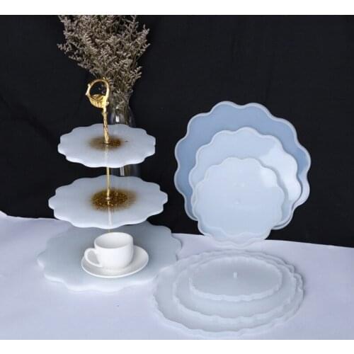 DIY Crystal Epoxy Resin Mould Three-layer Flower-shaped Tray Fruit Tray Tea Tray Table Fruit Silicone Mould