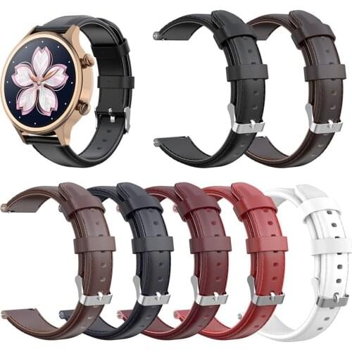 18MM/20MM Leather Watchband Strap for Ticwatch C2 Watch Band Replacement Strap Bracelet for Ticwatch C2 Smartwatch Accessories
