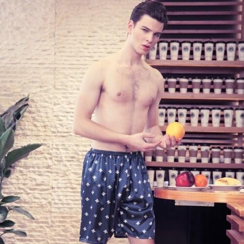 Luxury Satin Silk Men Sleep Bottom Shorts t Men Boxer Sleep Casual Pajama Summer Print Men Boxer Short Home Style Male Underwear