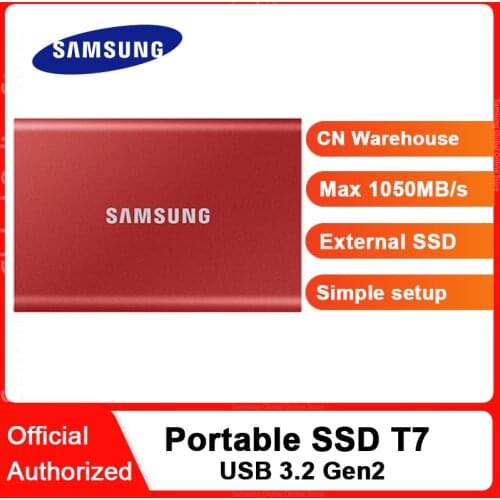 Samsung T7 Portable SSD NVMe 500GB 1TB 2TB External Solid State Drive USB3.2 Gen 2 Type-C