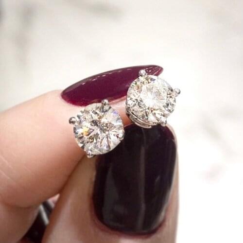 Huitan Shiny Cubic Zirconia Stud Earrings for Teens Daily Wear Versatile Jewelry High Quality Silver Color Women Fashion Earring