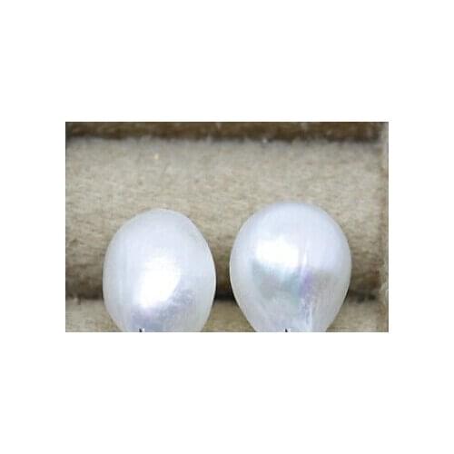 1 pari natural baroque white pearl earring silver studs 10mm*12mm